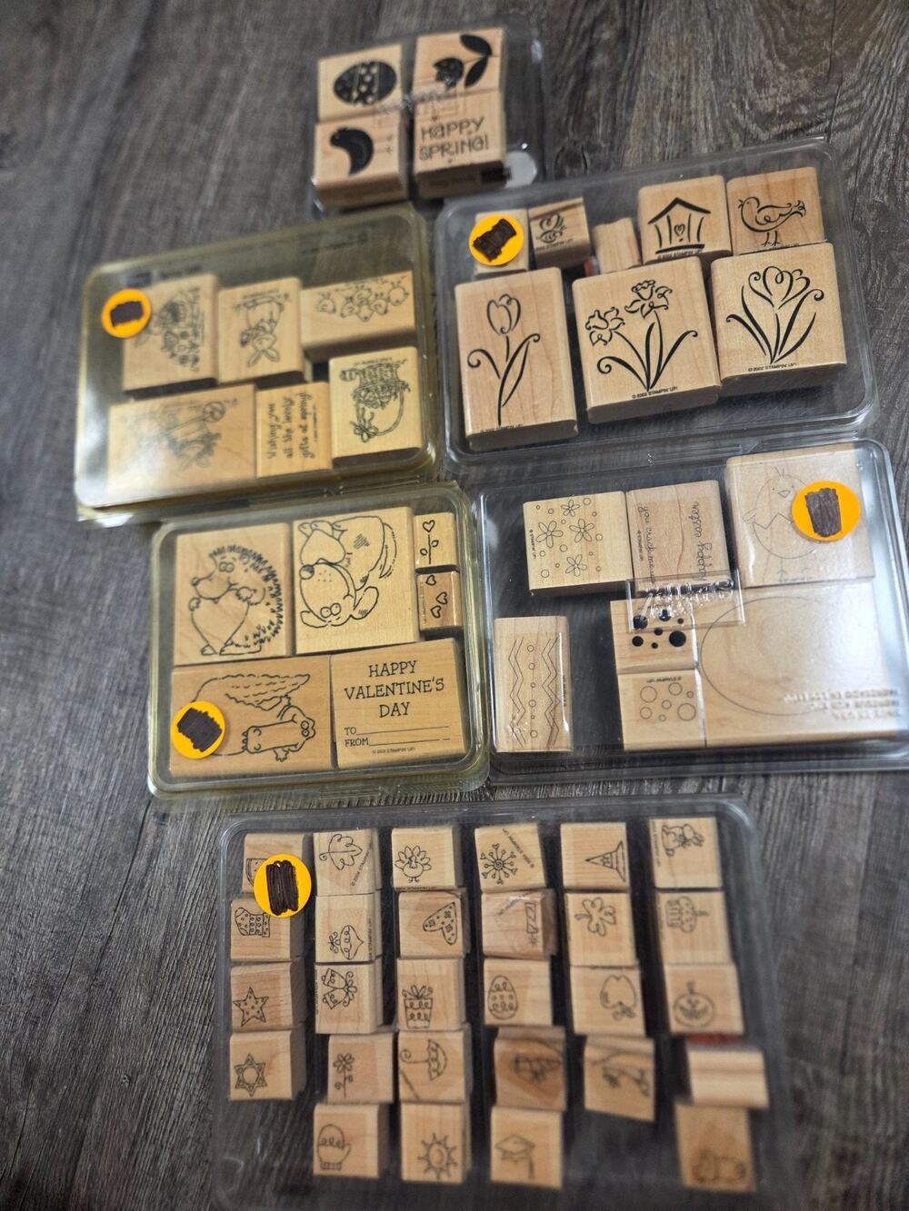 Stampin' Up Vintage Scrapbook Crafting Wood Block Ink Stamp Sets in Boxes